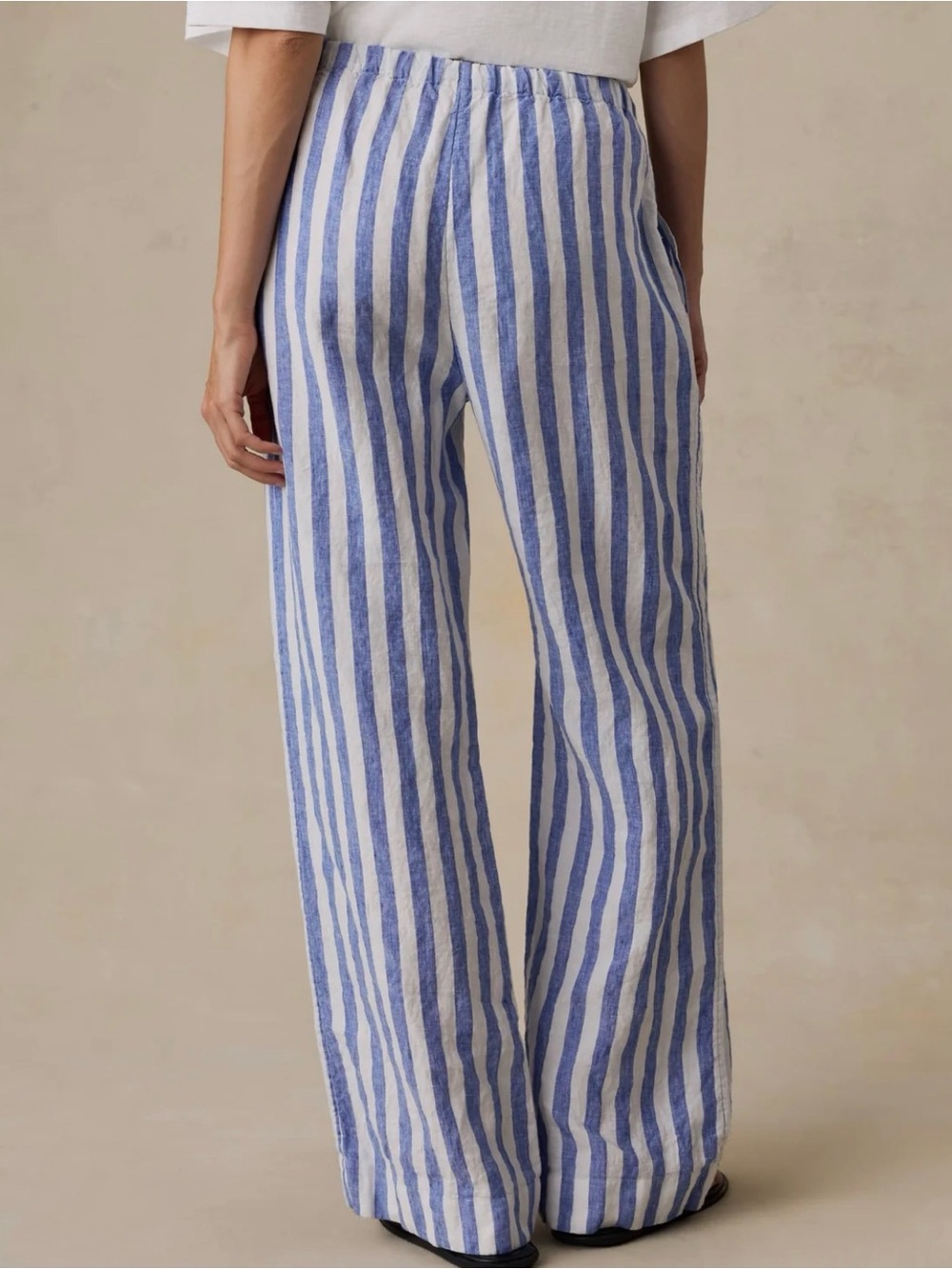 Honey Punch Blue & White Striped Wide-Leg Pants